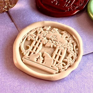 Sello de lacre con diseño de gato y ventana acogedor: elegante diseño inspirado en la naturaleza y los gatos para cartas e invitaciones (30 mm)