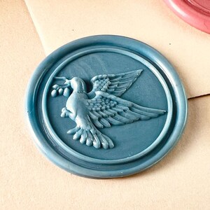 Sello de lacre de pájaro con rama de olivo: cabezal de latón de 25,4 mm (21,9 g) para cartas elegantes, invitaciones, regalos y manualidades.