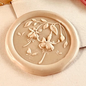 Tampon de cire floral élégant - Fleurs suspendues en 3D et motifs de papillons (25 mm)