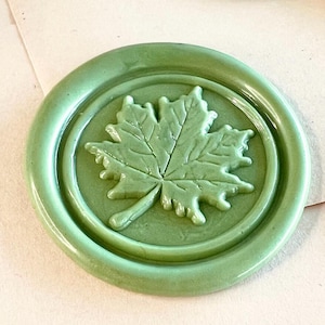 Sello de cera con forma de hoja de arce: elegante sello de cera inspirado en la naturaleza para invitaciones y diarios (25 mm)