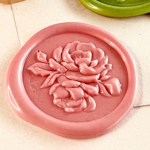 Elegante timbro di ceralacca con peonia – timbro di cera 3D floreale da 25 mm per inviti di nozze, lettere, regali, viaggi e artigianato
