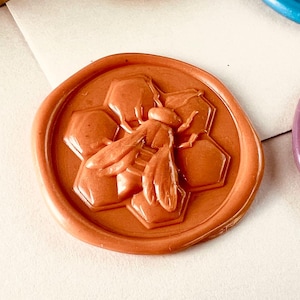 Carimbo de cera de abelha e favo de mel – Cabeça de carimbo de latão de 25,4 mm (21,9 g) para cartas, convites, embalagens, diários e presentes
