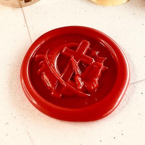 Christliches Kreuz und Schmetterling Wachssiegel (25 mm) : Vom Glauben inspirierter Wachsstempel für Einladungen und Geschenke