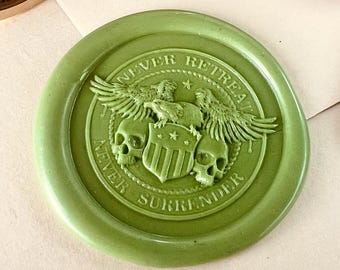 Eagle Emblem "Never Retreat Never Surrender" Brass Stamp size 30mm