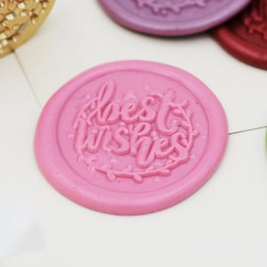 Timbro in ceralacca "Best Wishes" - Timbro in ottone da 25 mm per inviti, biglietti e confezioni regalo