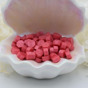 L25 Perline di ceralacca Coral Kiss – Rosa corallo brillante con una leggera lucentezza / 30 g / Per inviti, journaling e progetti creativi