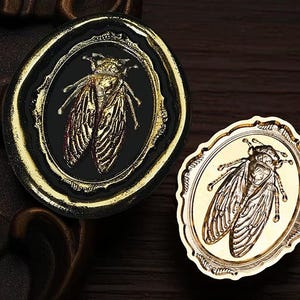 Carimbo de cera de inseto cigarra – Cabeça de carimbo de latão de 27 x 34 mm com design de entomologia vintage para diários, embalagens e artigos de papelaria com tema de natureza