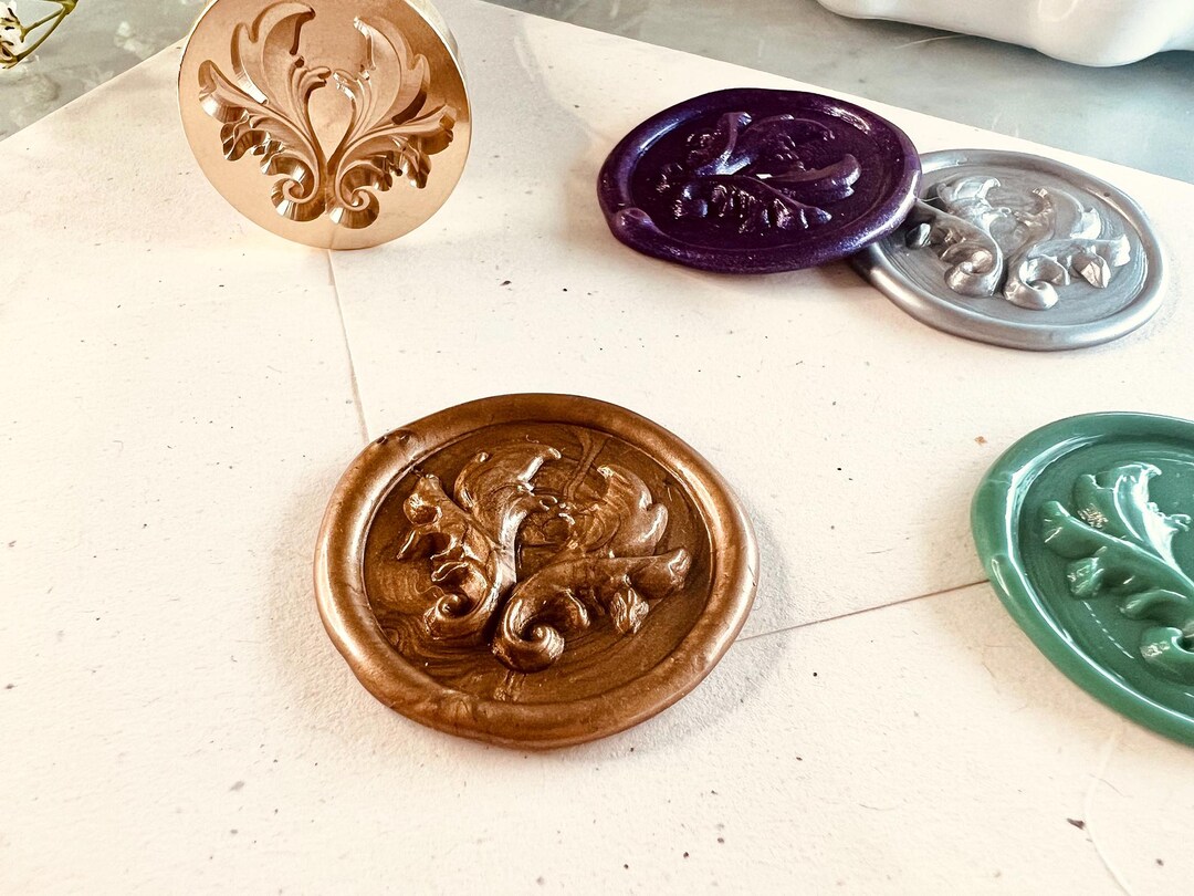 Elegant Fleur De Lis Wax Seal Stamp Vintage Ornamental Design