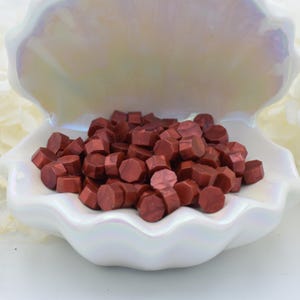 Perline di ceralacca in rame ossidato D43 – Rosso rustico intenso con lucentezza metallica / 30 g / Per inviti, journaling e artigianato di ispirazione vintage