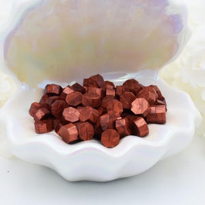 Cuentas de sello de cera de cobre fundido L28: rojo cobre metálico cálido con acabado brillante / 30 g / Para invitaciones, diarios y manualidades elegantes