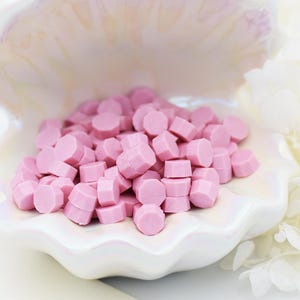 D02-Perline per sigillo di ceralacca Peony Bloom – Rosa pastello – 100 perline per 25 sigilli di ceralacca – Perline per sigillo di ceralacca per inviti, lettere, diari e regali