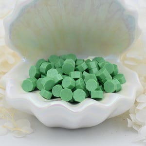 L74 Frühlingswiese Wachssiegel Perlen - frisches botanisches Grün mit sanftem, matten Finish | 30g | Für Einladungen, Journaling & Natur-inspiriertes Basteln