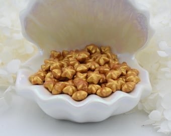 S23 – Golden Stardust Star-Shaped Wax Seal Beads | Metallic Gold Pearlescent Wax for Envelopes, Invitations, Journaling, and Gifts