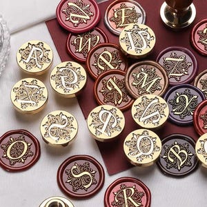 Sello de cera con inicial personalizado: elegante letra del alfabeto de la A a la Z para sobres, invitaciones y regalos (25 mm)
