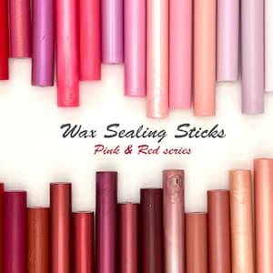 Bastoncini di ceralacca – Set rosa e rosso / 5 bastoncini / 122 colori disponibili / Bastoncini di cera per pistola per colla a bassa temperatura per inviti di nozze e artigianato