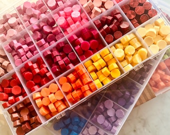 Wax Seal Beads Mix Set – 4 Color Set | 24 Shades per Box | 200g Each | Red to Yellow, Green/Blue/Purple, Pastel, Gold-Silver/Black-White