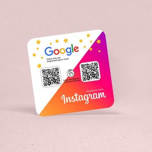 Mit Duo NFC und QR-Code verbundene Platte | Google und Instagram |