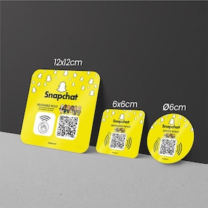 Placa NFC e código QR do Snapchat | Placa de negócios | Aumente seus seguidores no Snapchat | Para empresas, empresas, lojas, restaurantes