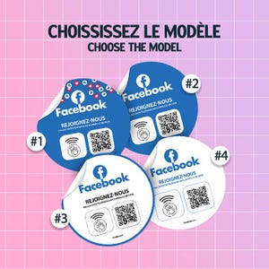 Autocollant NFC + QR code pour plus de followers Facebook, visibilité vitrine/comptoir/mobilier, promotion en ligne