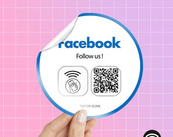 Facebook-sticker QR-code en NFC-sticker Sociaal netwerk voor kleine bedrijven | Cadeau-idee voor ondernemers