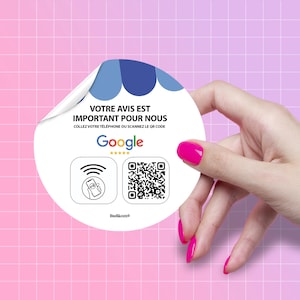 Adesivo do Google Business Reviews para aumentar o número de comentários para colar em janelas, balcões, móveis | Com ou sem NFC