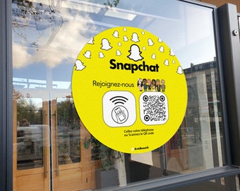 Autocollant Snapchat pour augmenter son nombre de follower à coller sur une vitrine, comptoir, mobilier | Avec ou sans NFC
