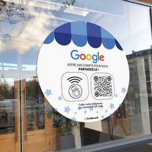 Google Business Reviews sticker to increase the number of reviews to stick on a window, counter, furniture | With or without NFC