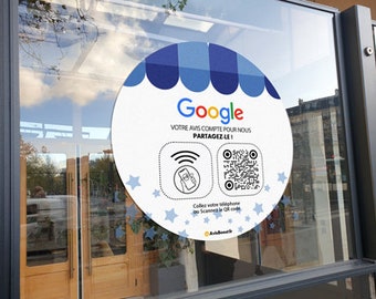 Google Business Reviews sticker to increase the number of reviews to stick on a window, counter, furniture | With or without NFC