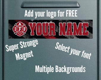 Personalized Firefighter Locker Name Plate | Custom Magnetic Locker Tag | EMS Firehouse Nameplate | IAFF Gift |First Responder Locker Sign