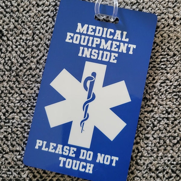 Medical Equipment Inside tag, Medical Equipment Tag, Stroller Tag, luggage tag, handle with care, or Medical Alert tag,  Custom tags too