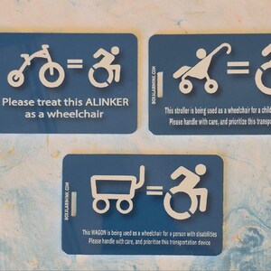 Wheelchair Bag Tags, Stroller, Alinker, and  Wagon, Fiberglass or Aluminum