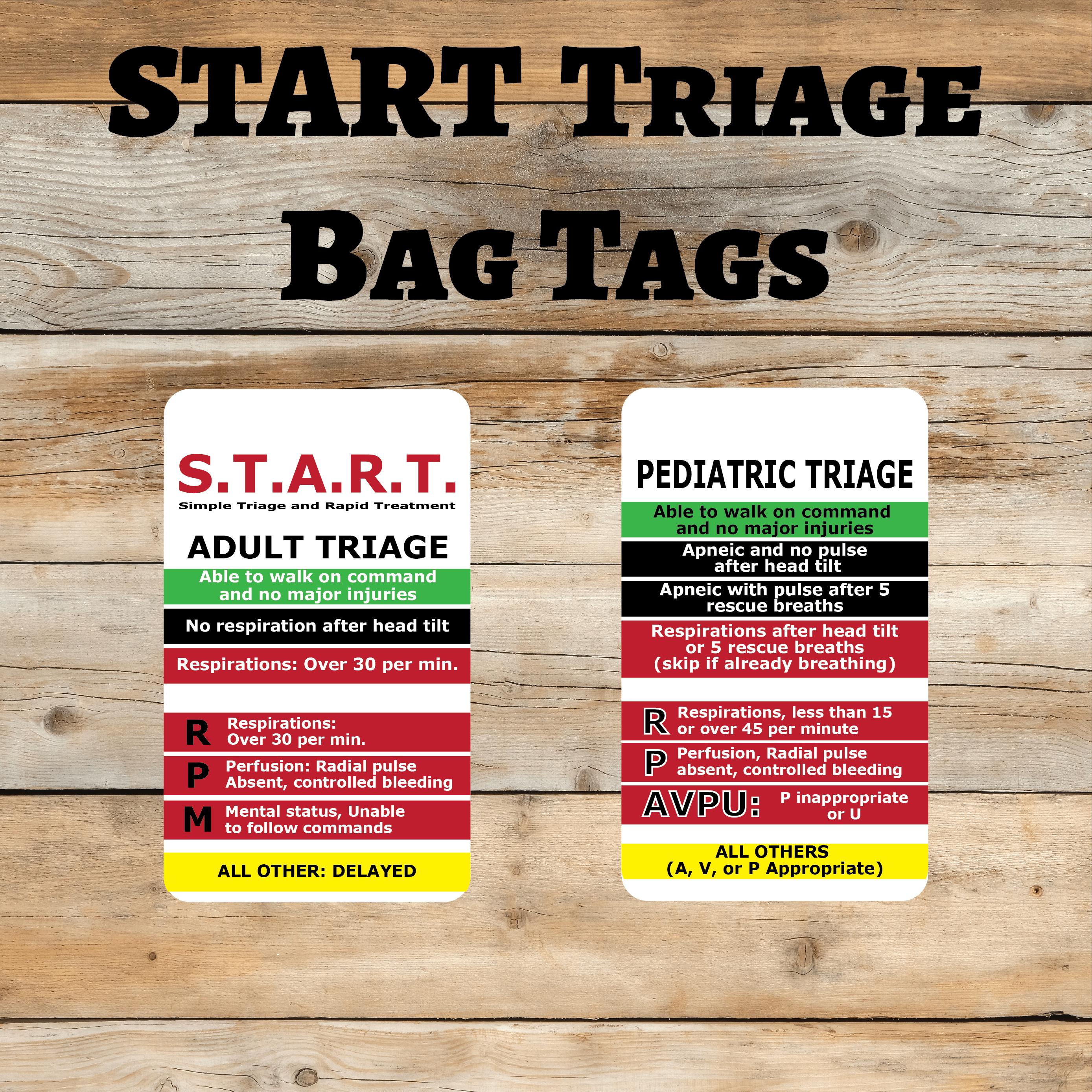 START Triage Tags: Pediatric & Adult Trauma Bag Supplies - Etsy