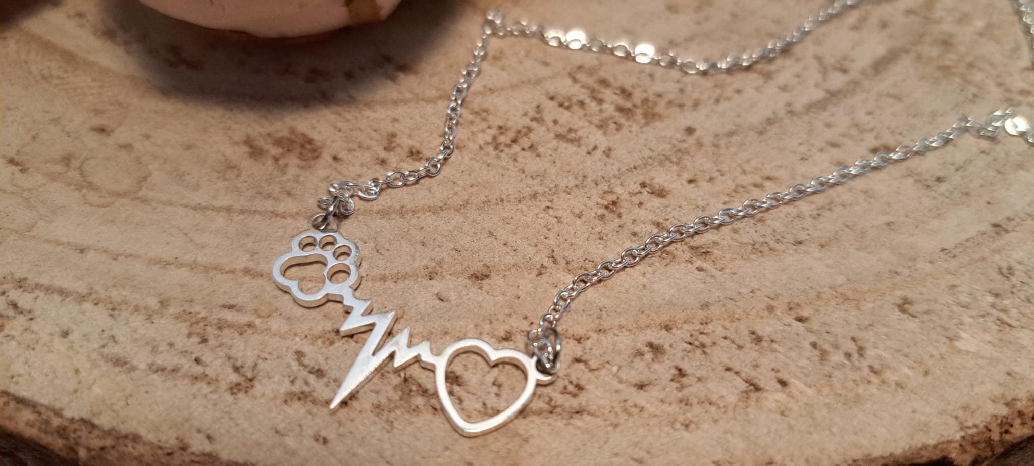 Heartbeat Heart and Animal Paw Pendant Necklace Dog Cat Perfect Gift for Animal Lovers Etsy