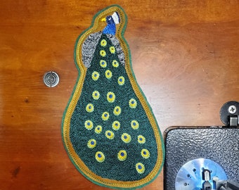 Large Peacock Hand Crank Chainstitch Patch