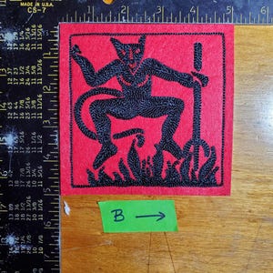 ONE Devil Cavorting in Flames Patch Chainstitch Embroidered Patch Very Large afbeelding 8
