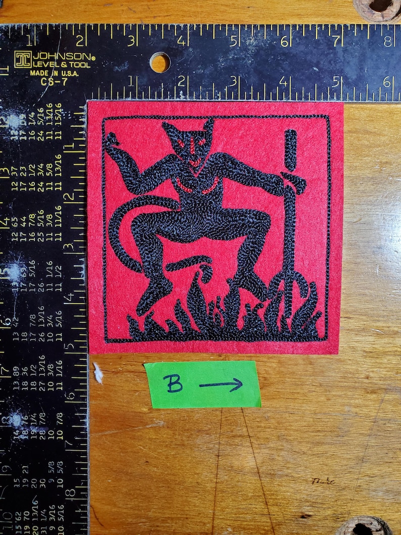ONE Devil Cavorting in Flames Patch Chainstitch Embroidered Patch Very Large afbeelding 8