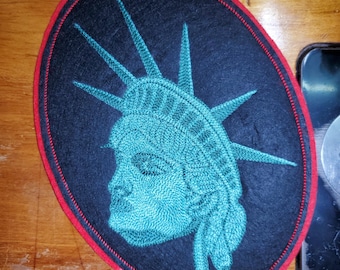 Large Statue of Liberty Head Chainstitch Embroidered Patch