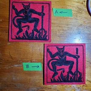 ONE Devil Cavorting in Flames Patch Chainstitch Embroidered Patch Very Large afbeelding 2
