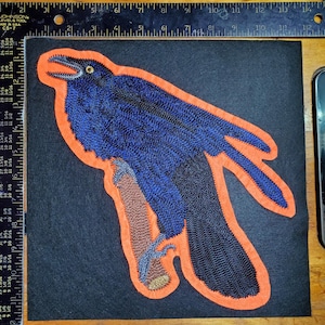 Raven Handcrank Chainstitch Embroidered Patch Very Large