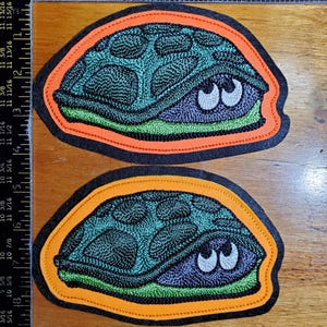 ONE Duck and Cover Bert the Turtle Handcrank Chainstitch Embroidered Patch Small