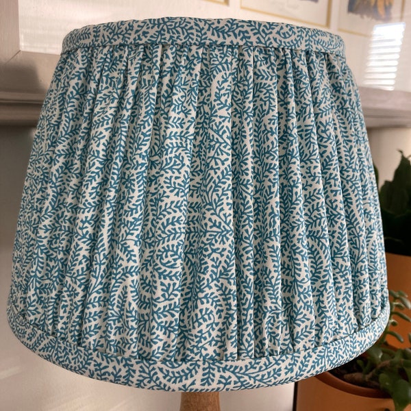 Gathered French Drum Lampshade in Soane Coral fabric