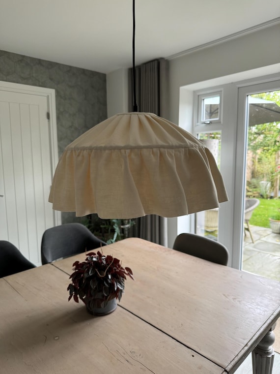 Carousel style lampshade in plain linen