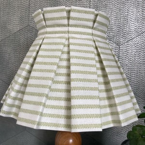 Small Botanical Stripe Pleated lampshade in Green