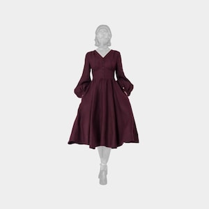Diane Dress  Linen V-neck Dress With Full-circle Skirt, Side Pockets &  Adjustable Fit - Etsy