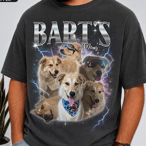 Chemise rétro personnalisée avec photo d'animal de compagnie + nom, t-shirt bootleg vintage personnalisé pour animal de compagnie, portrait de chien personnalisé, cadeau souvenir de chien