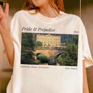 Comfort Colors Pride and Prejudice Shirt, Pemberley House Shirt, Mr. Darcy and Elizabeth Bennet Shirt, Jane Austen Shirt, Book Lover Shirt