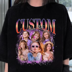 Retro custom bootleg rap-shirt, custom baby, custom je foto, custom je eigen bootleg-shirt, voeg je ontwerp in, vintage grafische T-shirt jaren 90