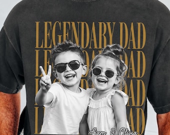 Camiseta Comfort Colors vintage con foto personalizada para papá, camiseta personalizada para el Día del Padre con foto de los niños, camiseta divertida para papá, la mejor camiseta para papá, regalo para papá primerizo