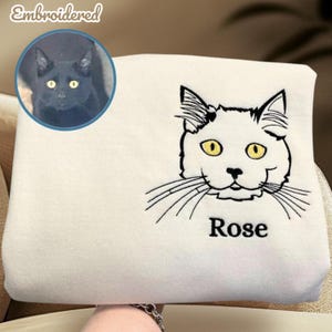 BESTICKTES personalisiertes Haustier Shirt, Haustier Porträt Sweatshirt, individuelles Haustier Geschenk, Katzen Mutter Shirt, individuelles Haustier Gesicht, Hunde Stickerei Hoodie Geschenk