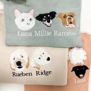 Pet Embroidered Sweatshirt, Embroidered Dog Hoodie, Custom Dog Face Embroidered Sweatshirt From Photo, Pet Lovers Gift, Gift For Mom
